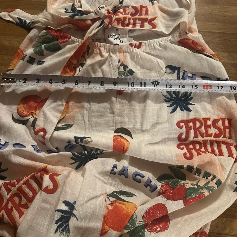 Paper Heart Anthropologie Fresh Fruits Berries Peaches Linen Blend Maxi Dress M - Picture 8 of 10